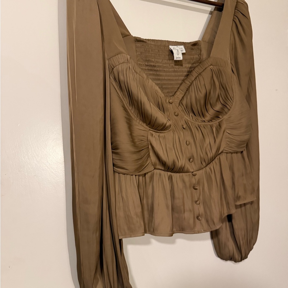 Joie Tan Blouse with Button Details (Large)